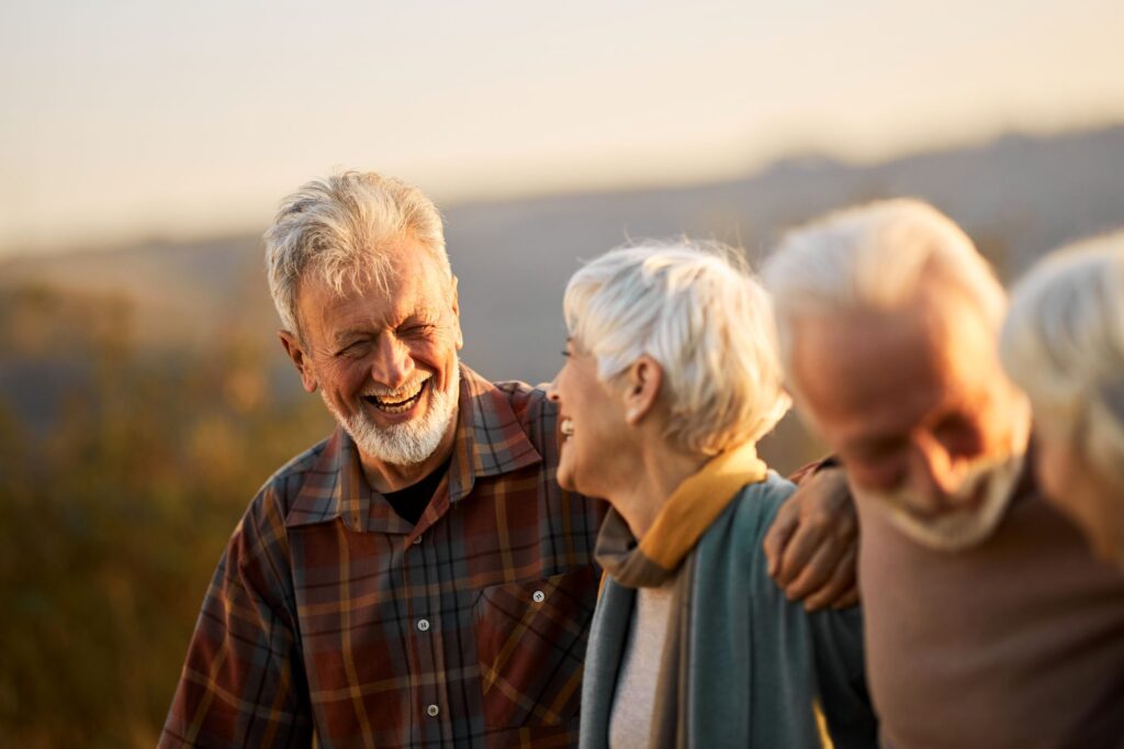 A group of active pensioners socialising outside